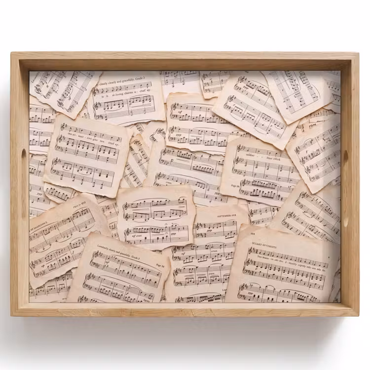 Dienblad - Bladmuziek - Oud - Noten - Vintage - Beige — 1