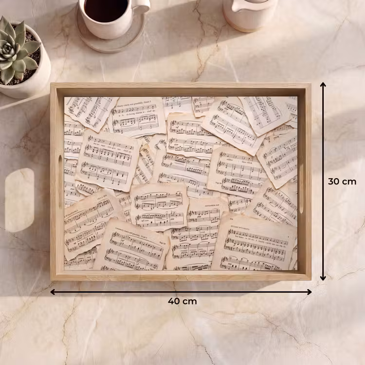 Dienblad - Bladmuziek - Oud - Noten - Vintage - Beige — 9