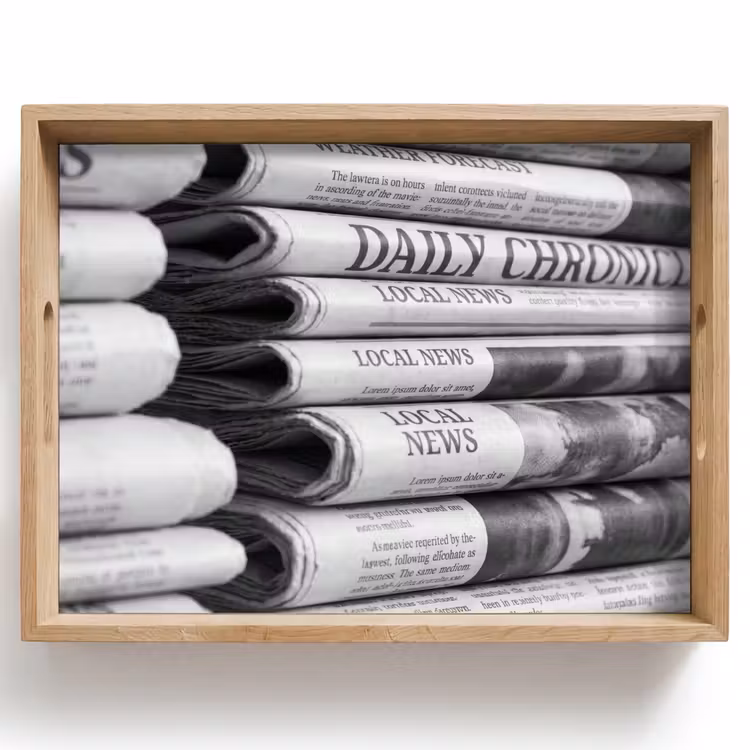 Dienblad - Krant - Stapel - Nieuws - Zwart-wit - Media — 1