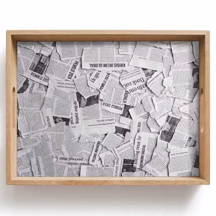 Dienblad - Krant - Versnipperd - Textuur - Zwart-wit - Abstract — 1