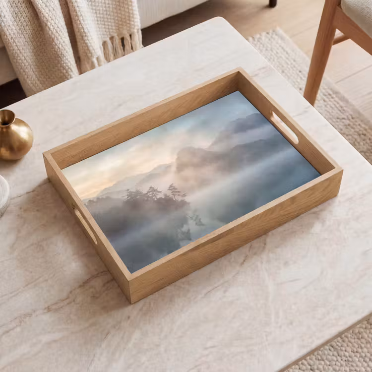 Dienblad - Landschap - Bergen - Mist - Water - Natuur — 2