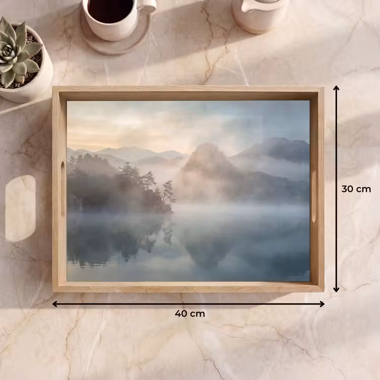 Dienblad - Landschap - Bergen - Mist - Water - Natuur — 9