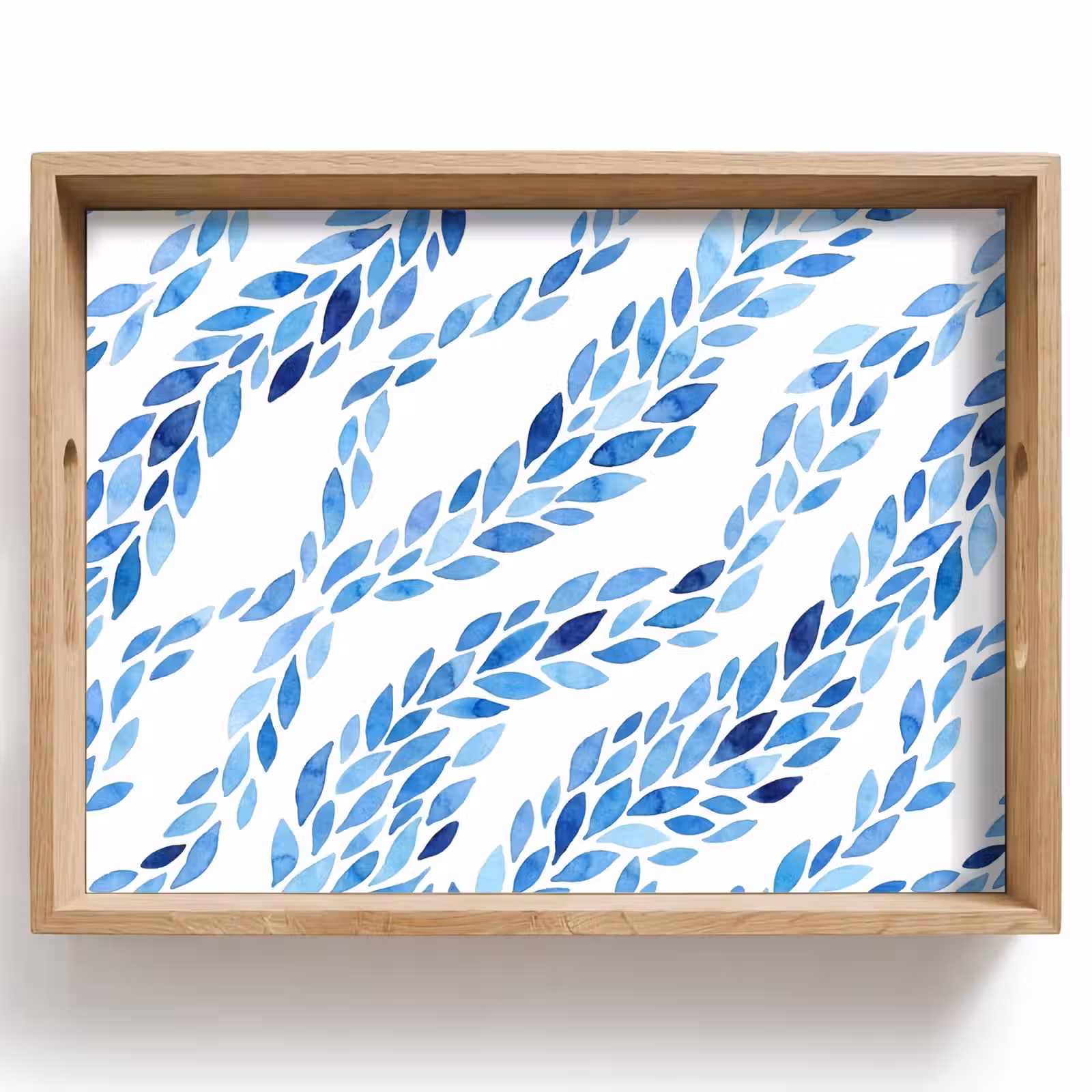 Dienblad - Bladeren - Aquarel - Patroon - Modern - Blauw — 1