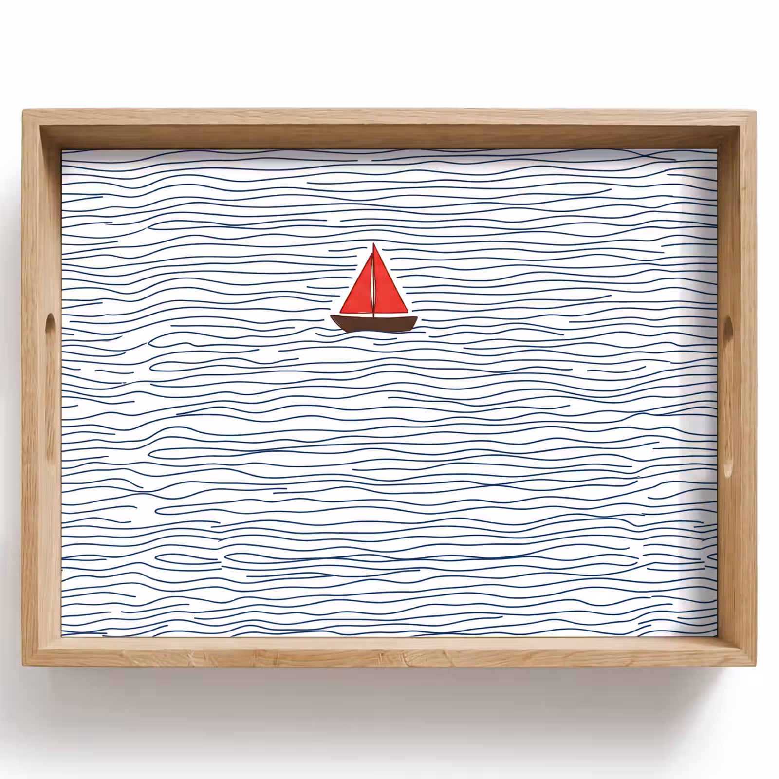 Dienblad - Boot - Water - Rood - Illustratie - Minimalistisch — 1