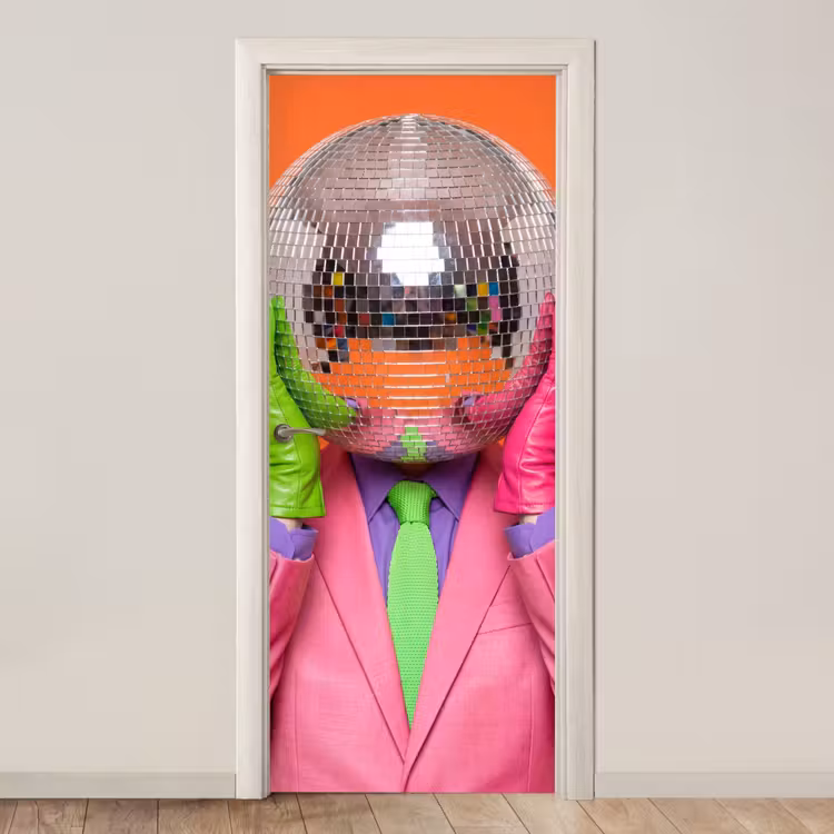 Deursticker - Kunst - Disco bal - Kleurrijk - Modern - Studio — 1