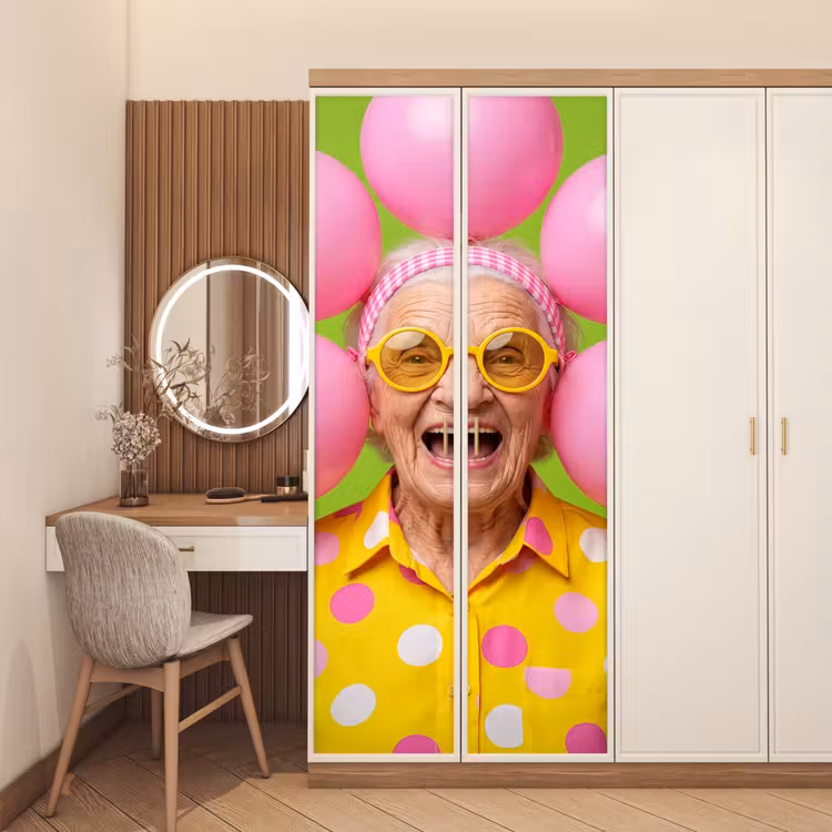 Deursticker - Mens - Ballonnen - Feest - Kleurrijk - Roze — 5
