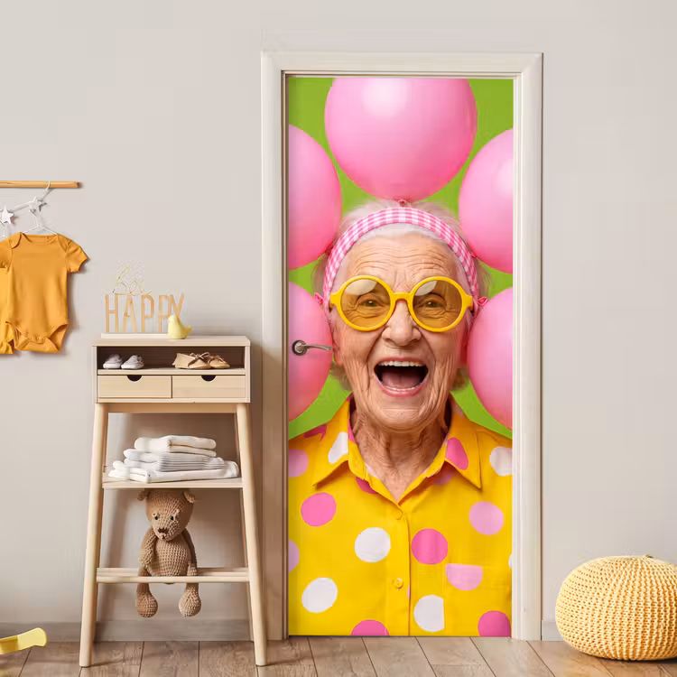 Deursticker - Mens - Ballonnen - Feest - Kleurrijk - Roze — 6