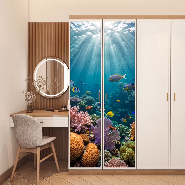 Deursticker - Vis - Koraal - Oceaan - Natuur - Kleurrijk — 5