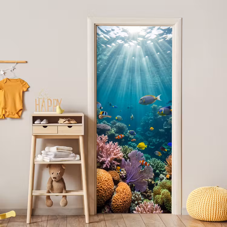 Deursticker - Vis - Koraal - Oceaan - Natuur - Kleurrijk — 6