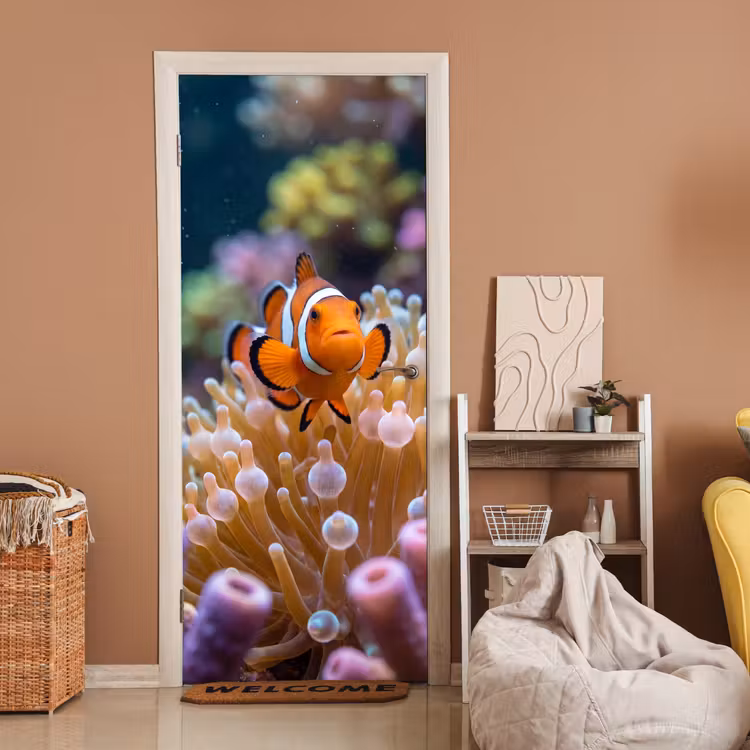 Deursticker - Vis - Koraal - Onderwater - Oranje - Dieren — 2