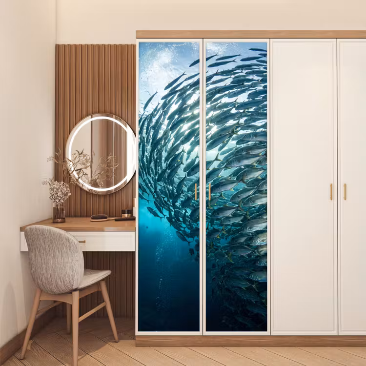 Deursticker - Vis - School - Oceaan - Natuur - Blauw — 5