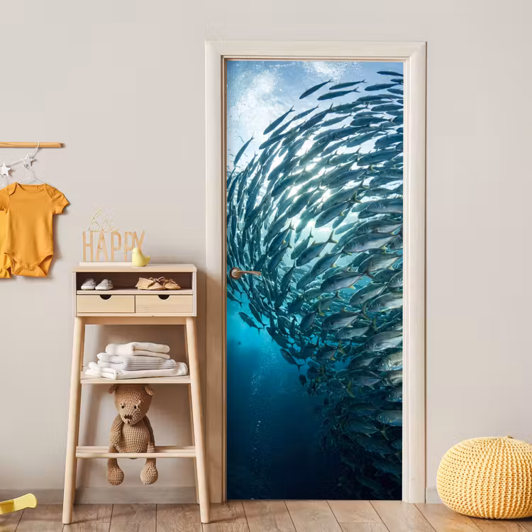 Deursticker - Vis - School - Oceaan - Natuur - Blauw — 6