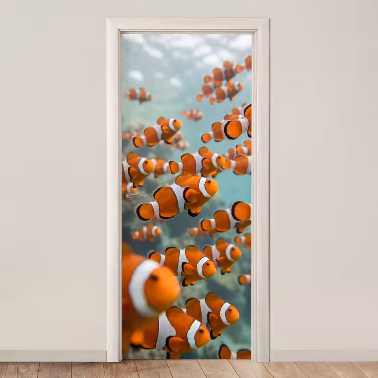Deursticker - Vis - School - Onderwater - Dieren - Oranje — 1