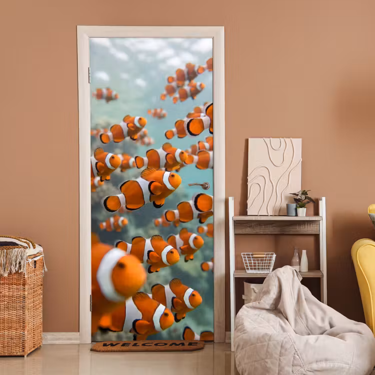 Deursticker - Vis - School - Onderwater - Dieren - Oranje — 2