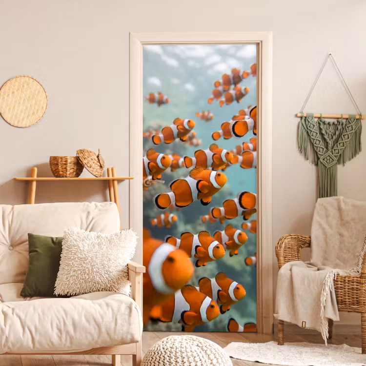 Deursticker - Vis - School - Onderwater - Dieren - Oranje — 4