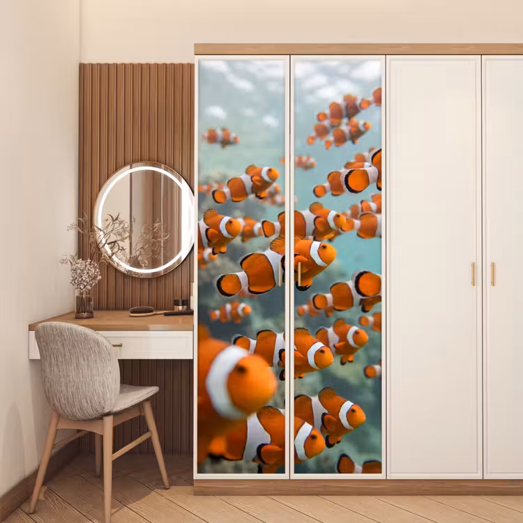 Deursticker - Vis - School - Onderwater - Dieren - Oranje — 5