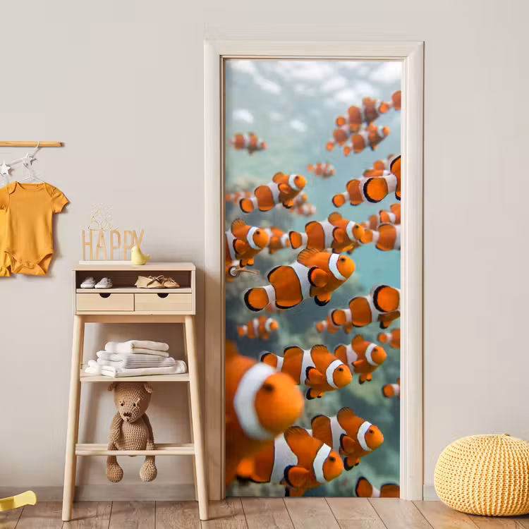 Deursticker - Vis - School - Onderwater - Dieren - Oranje — 6