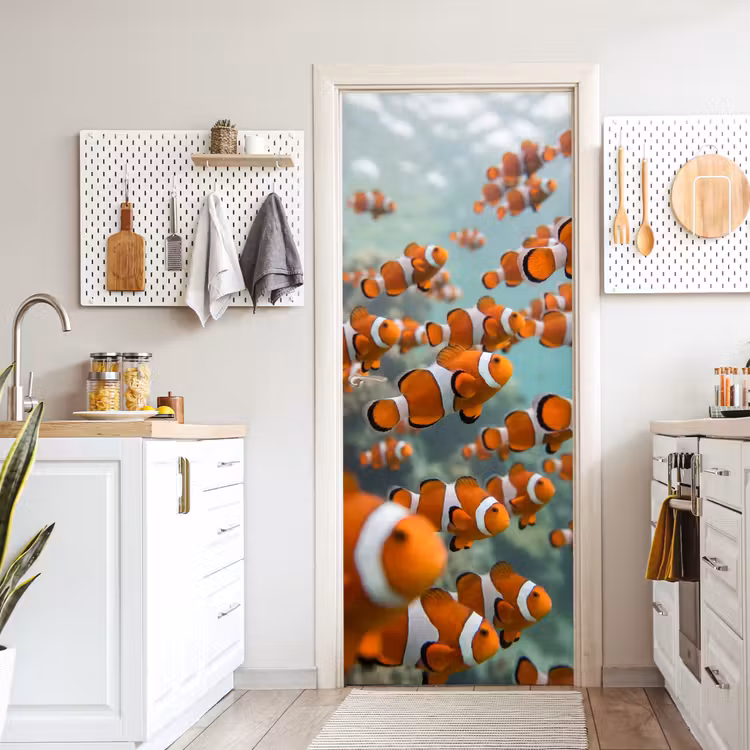 Deursticker - Vis - School - Onderwater - Dieren - Oranje — 7