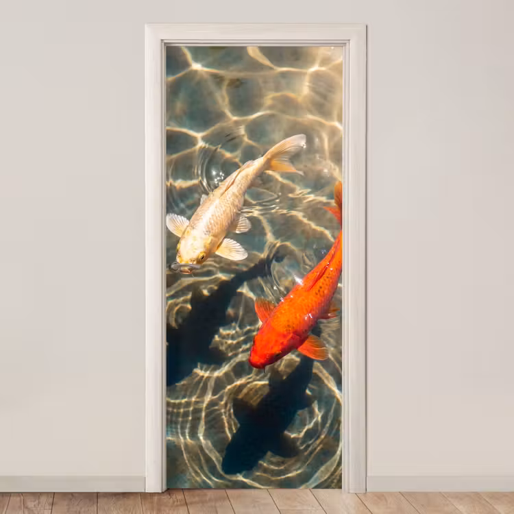 Deursticker - Vis - Water - Dieren - Oranje - Goud — 1