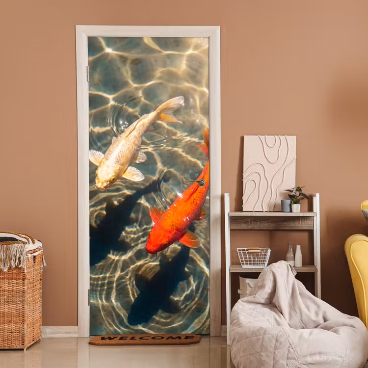 Deursticker - Vis - Water - Dieren - Oranje - Goud — 2
