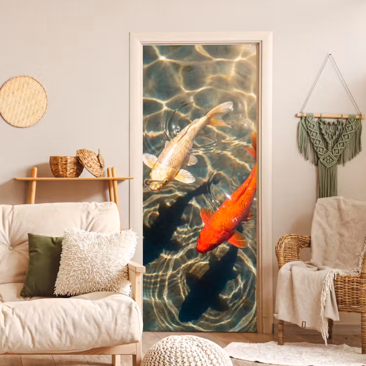 Deursticker - Vis - Water - Dieren - Oranje - Goud — 4