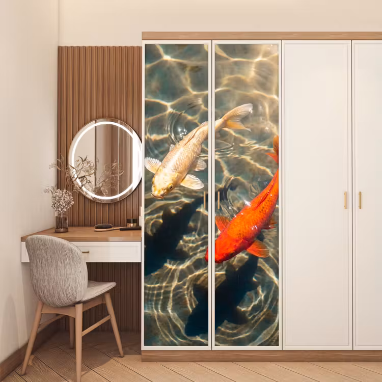 Deursticker - Vis - Water - Dieren - Oranje - Goud — 5