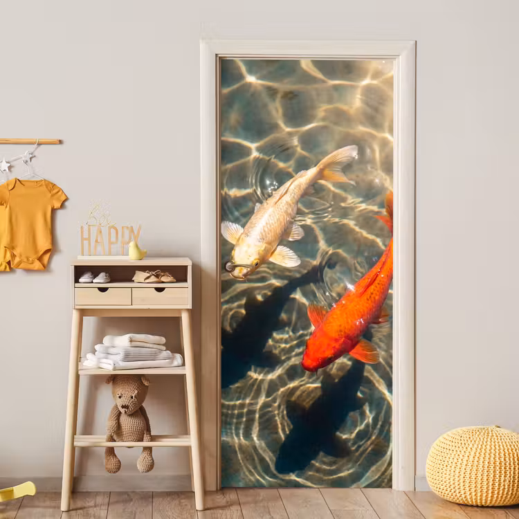 Deursticker - Vis - Water - Dieren - Oranje - Goud — 6