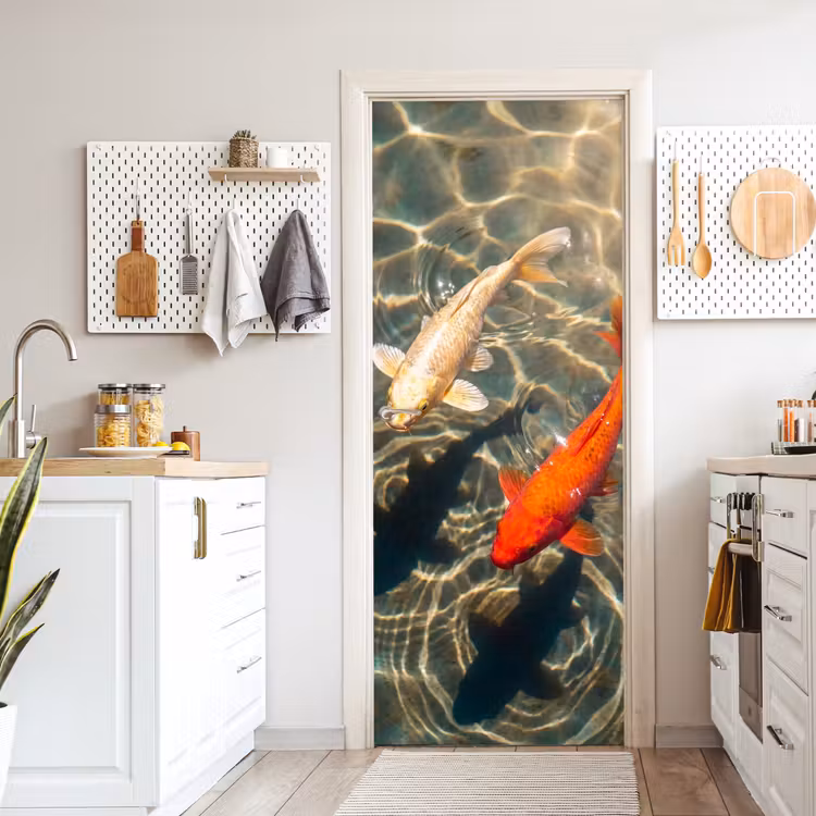 Deursticker - Vis - Water - Dieren - Oranje - Goud — 7