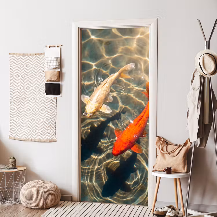 Deursticker - Vis - Water - Dieren - Oranje - Goud — 8