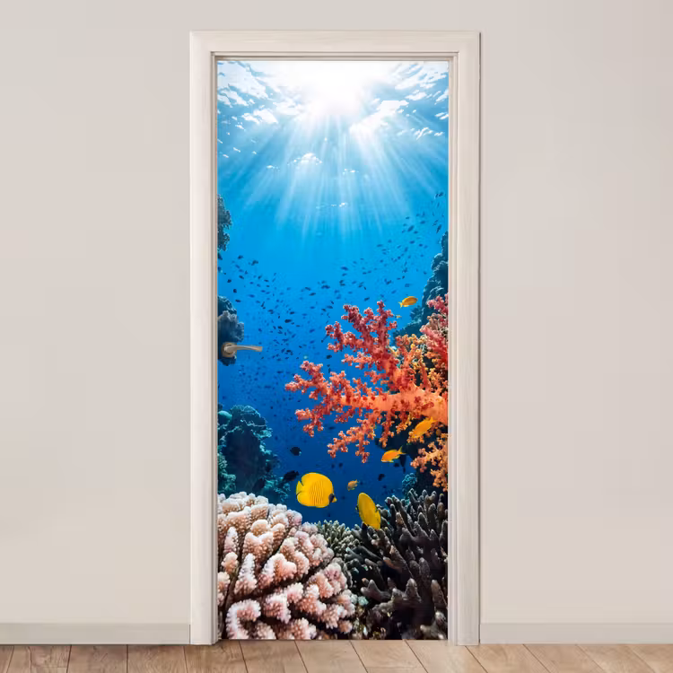 Deursticker - Zee - Koraalrif - Natuur - Levendig - Blauw — 1