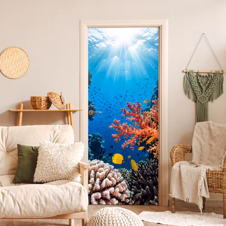 Deursticker - Zee - Koraalrif - Natuur - Levendig - Blauw — 4
