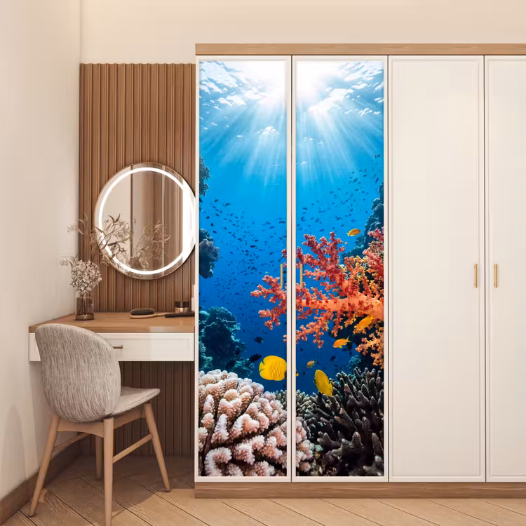 Deursticker - Zee - Koraalrif - Natuur - Levendig - Blauw — 5