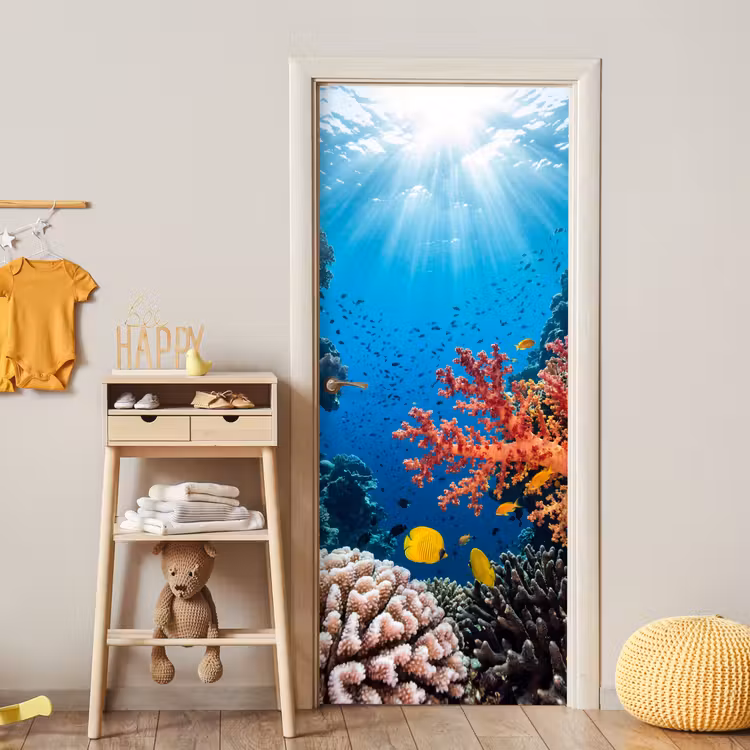 Deursticker - Zee - Koraalrif - Natuur - Levendig - Blauw — 6