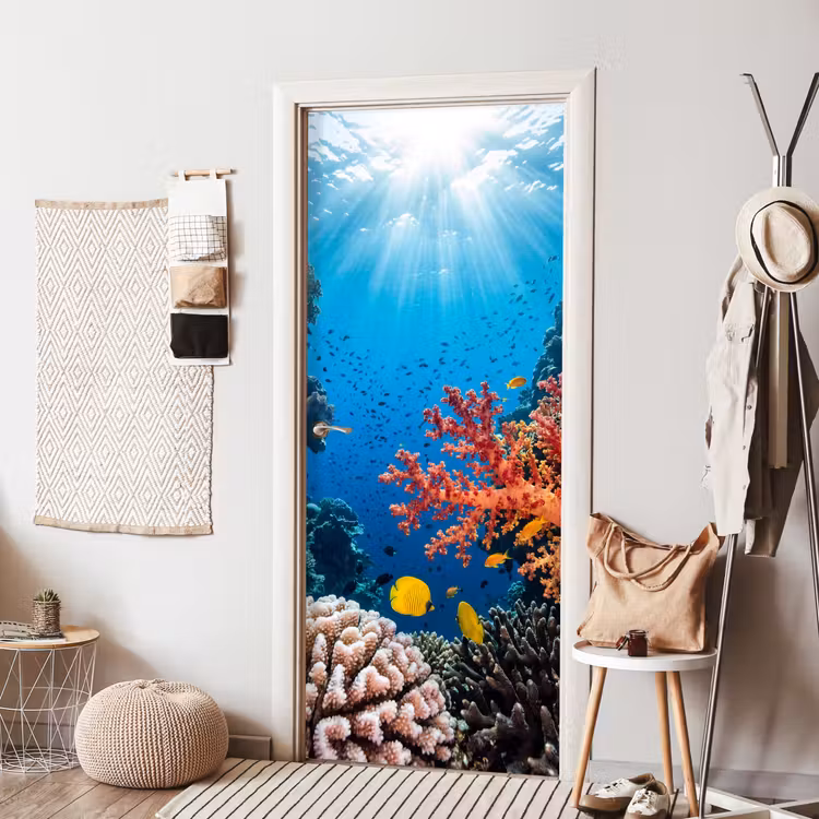 Deursticker - Zee - Koraalrif - Natuur - Levendig - Blauw — 8