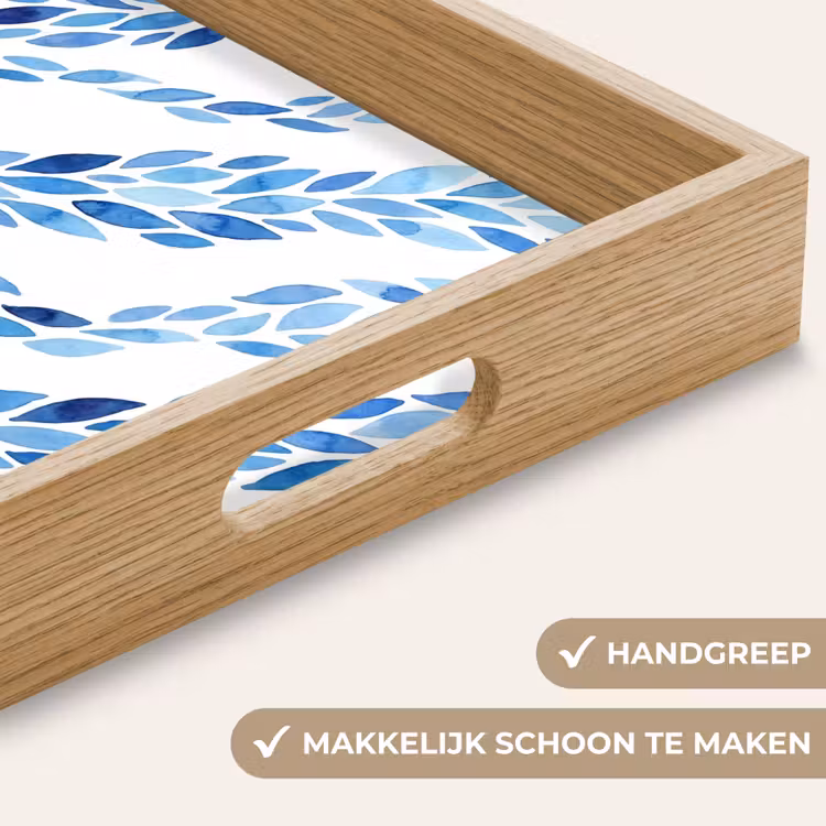 Dienblad - Bladeren - Aquarel - Patroon - Modern - Blauw — 5