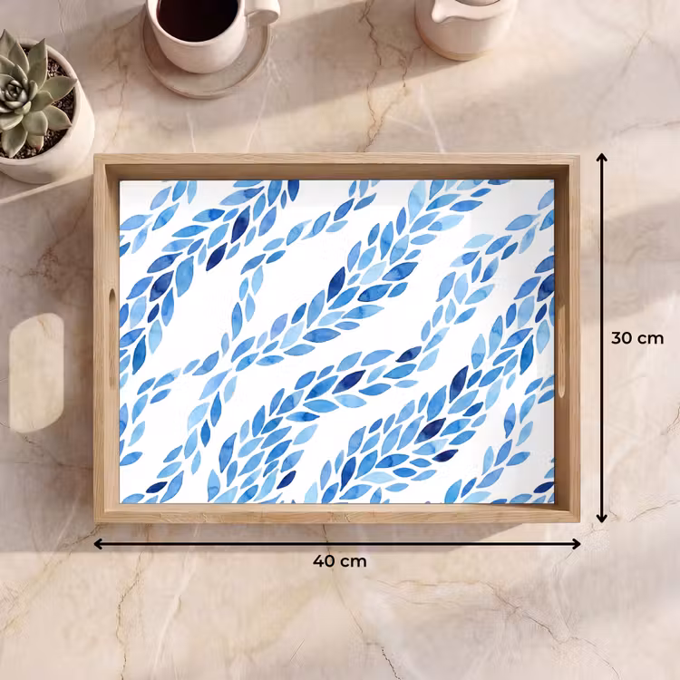 Dienblad - Bladeren - Aquarel - Patroon - Modern - Blauw — 9