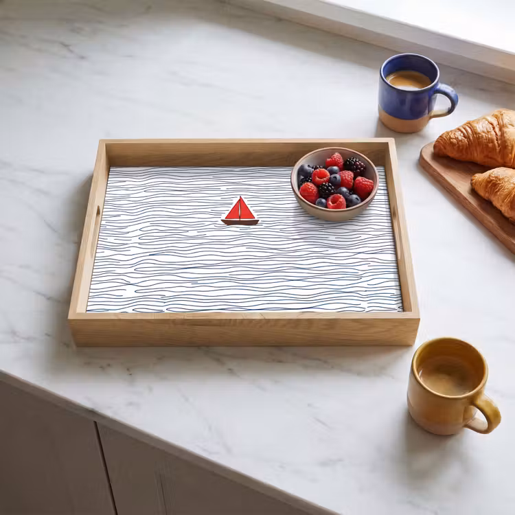 Dienblad - Boot - Water - Rood - Illustratie - Minimalistisch — 4
