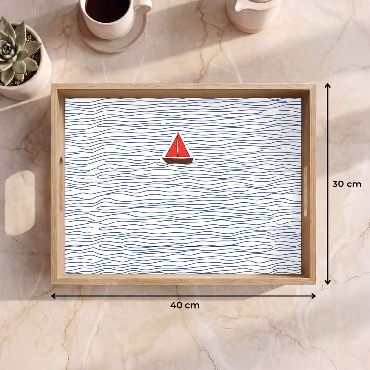 Dienblad - Boot - Water - Rood - Illustratie - Minimalistisch — 9