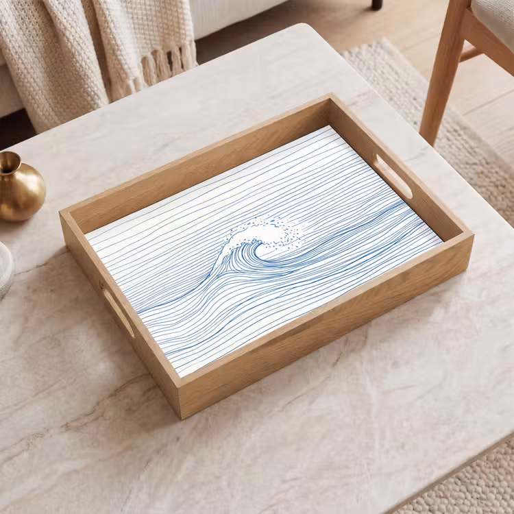 Dienblad - Golf - Brekende - Natuur - Minimalistisch - Blauw — 2