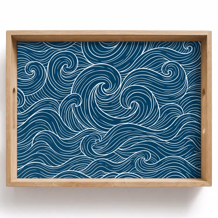 Dienblad - Golven - Spiraal - Water - Abstract - Blauw — 1