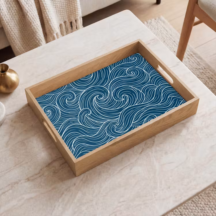 Dienblad - Golven - Spiraal - Water - Abstract - Blauw — 2