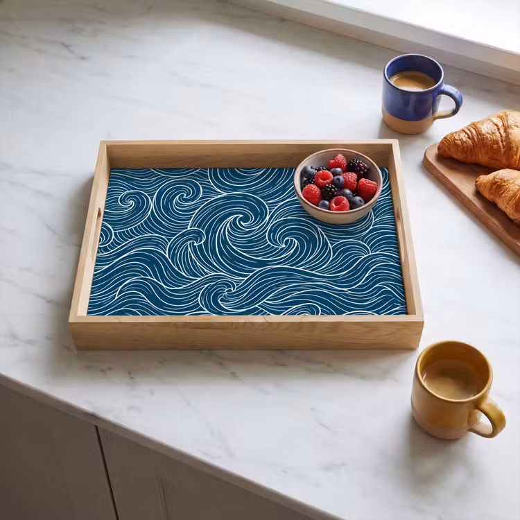 Dienblad - Golven - Spiraal - Water - Abstract - Blauw — 4