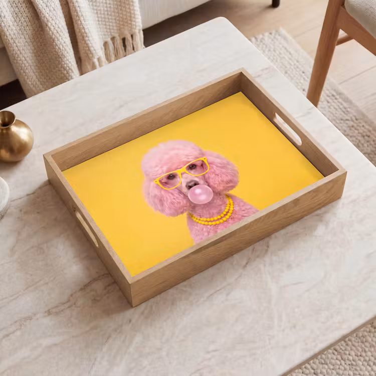 Dienblad - Hond - Kauwgum - Dieren - Modern - Roze — 2