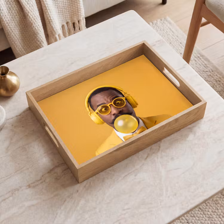 Dienblad - Man - Bubblegum - Portret - Geel - Modern — 2