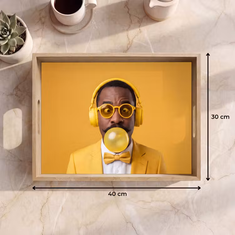Dienblad - Man - Bubblegum - Portret - Geel - Modern — 9