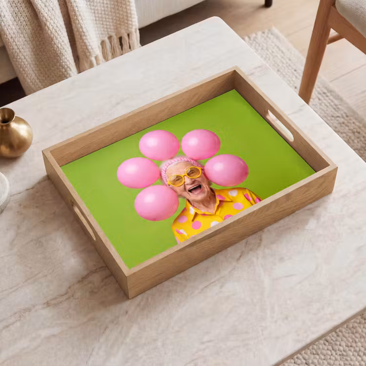 Dienblad - Mens - Ballonnen - Feest - Kleurrijk - Roze — 2
