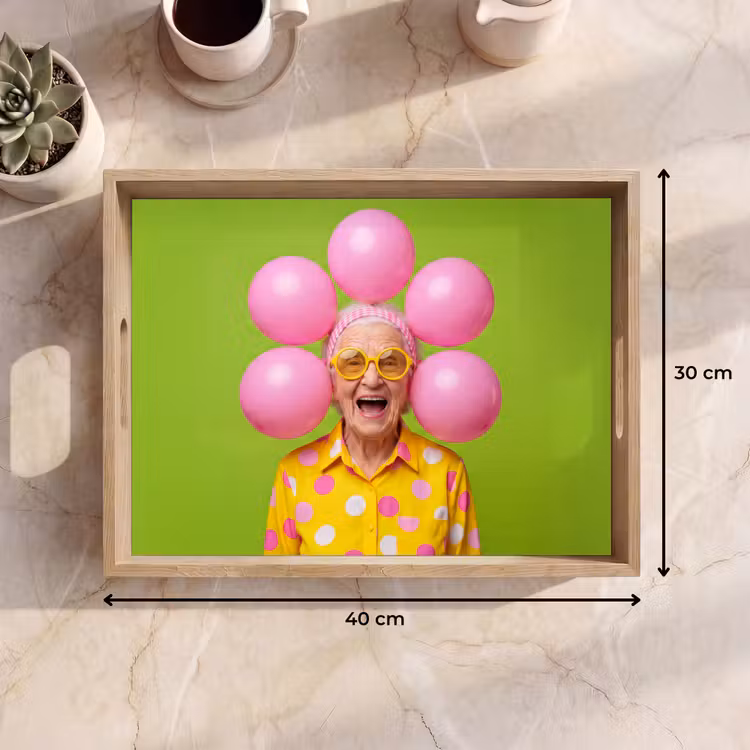 Dienblad - Mens - Ballonnen - Feest - Kleurrijk - Roze — 9