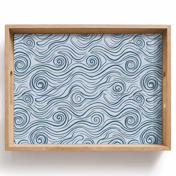 Dienblad - Patroon - Golven - Abstract - Modern - Blauw — 1