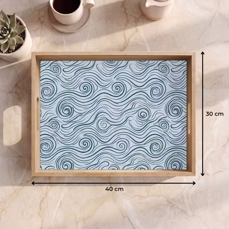 Dienblad - Patroon - Golven - Abstract - Modern - Blauw — 9