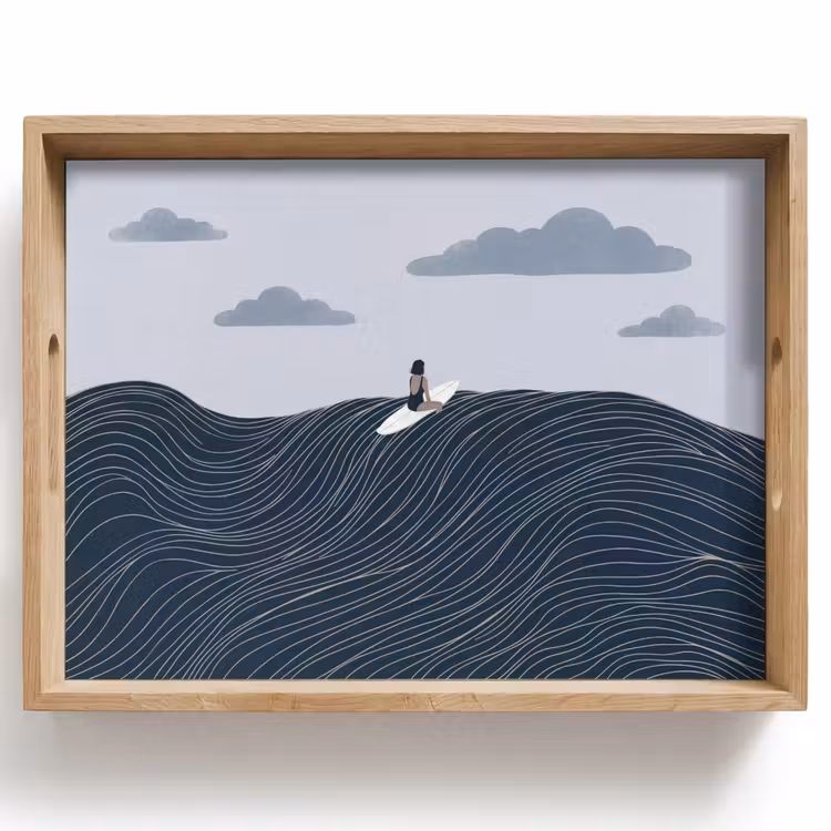 Dienblad - Persoon - Surfen - Oceaan - Natuur - Modern — 1